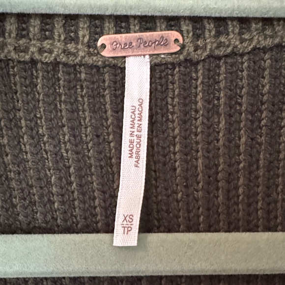 Free People Olive Green Ribbed Knit Half Zip Sweater XS - Picture 3 of 8